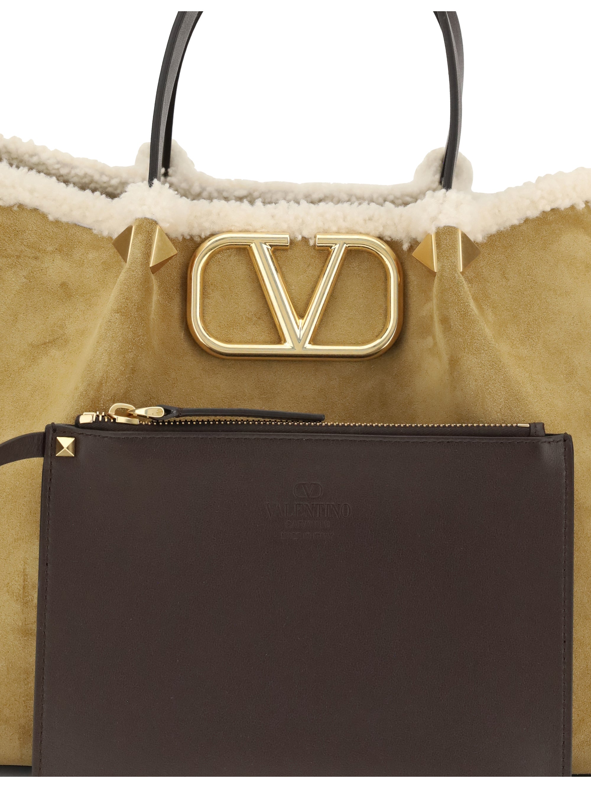 suede and sheepskin medium tote bag