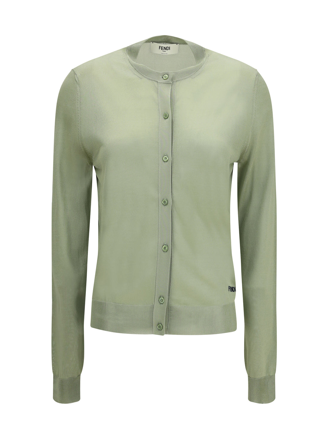 FENDI 40 cardigan crewneck in viscose with embroidered logo