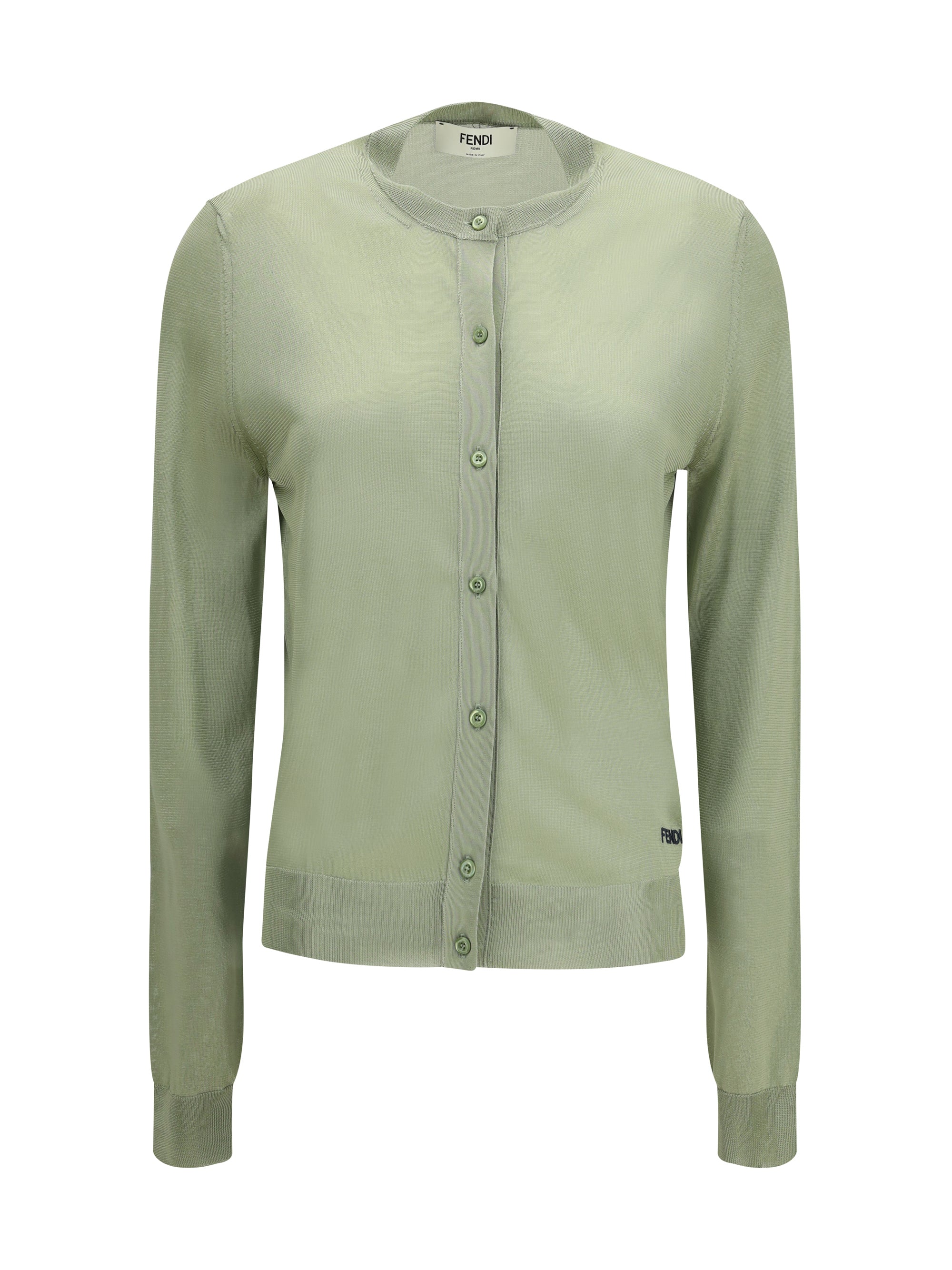 cardigan crewneck in viscose with embroidered logo