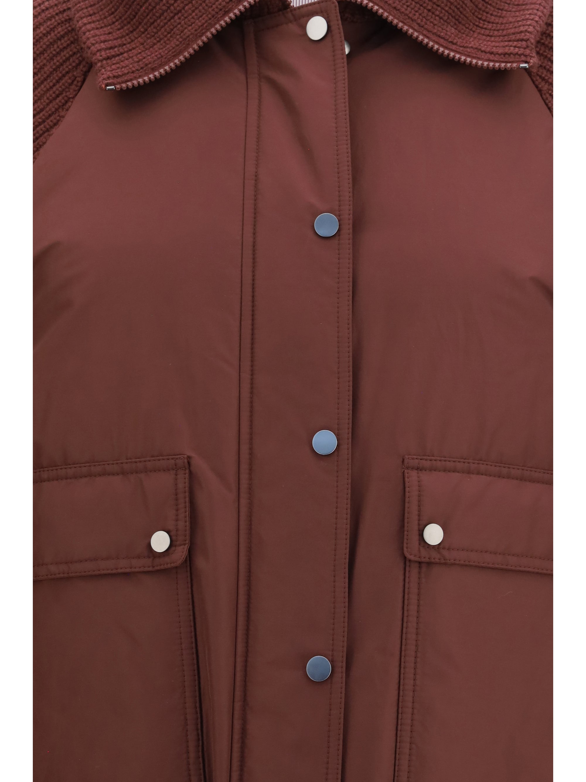 down jacket with wool sleeves