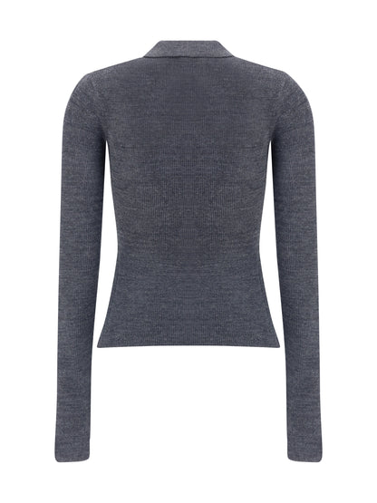 GANNI M print polo sweater