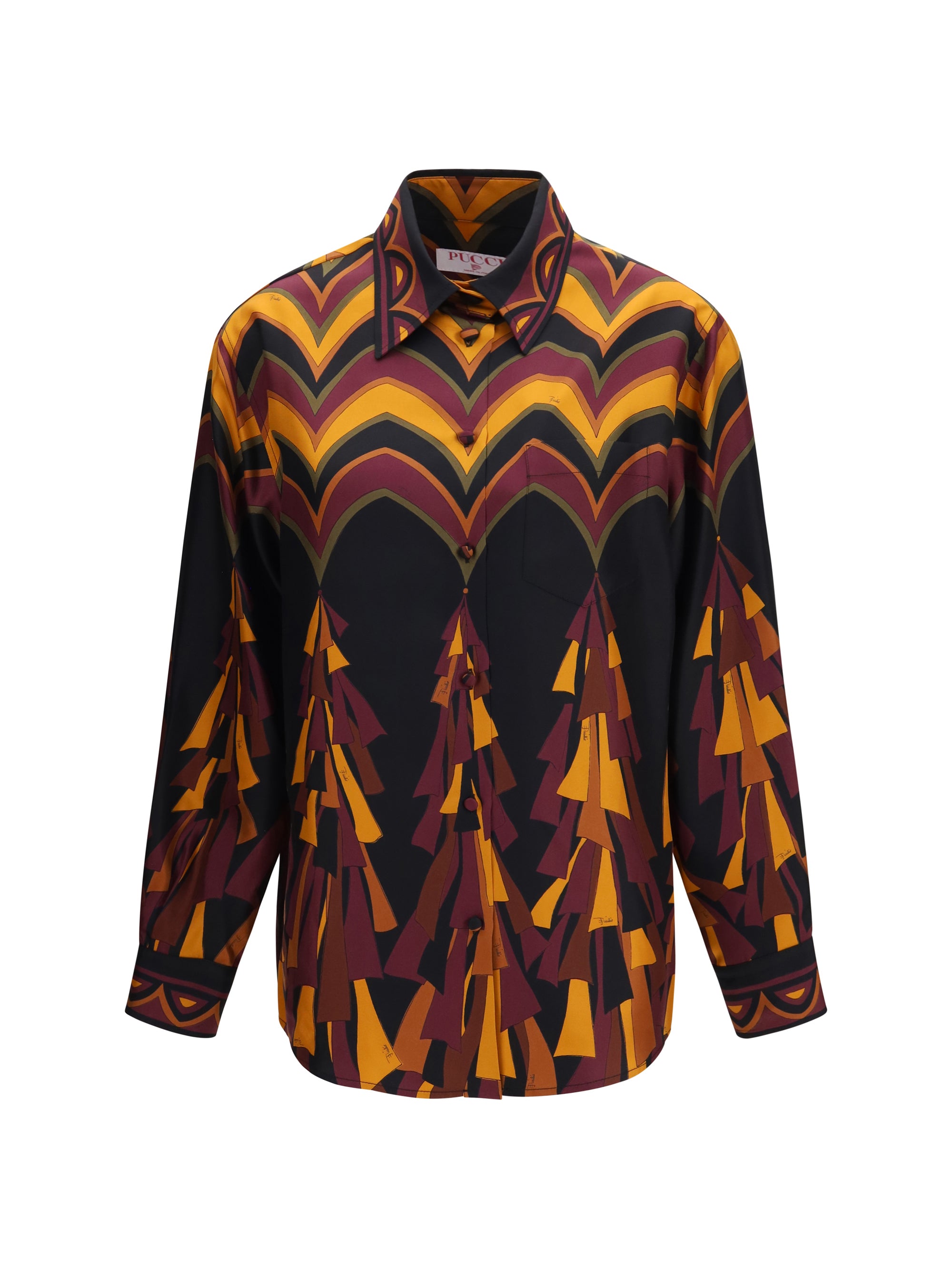 silk shirt in baiadera print