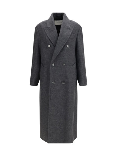 long double-breasted wool coat