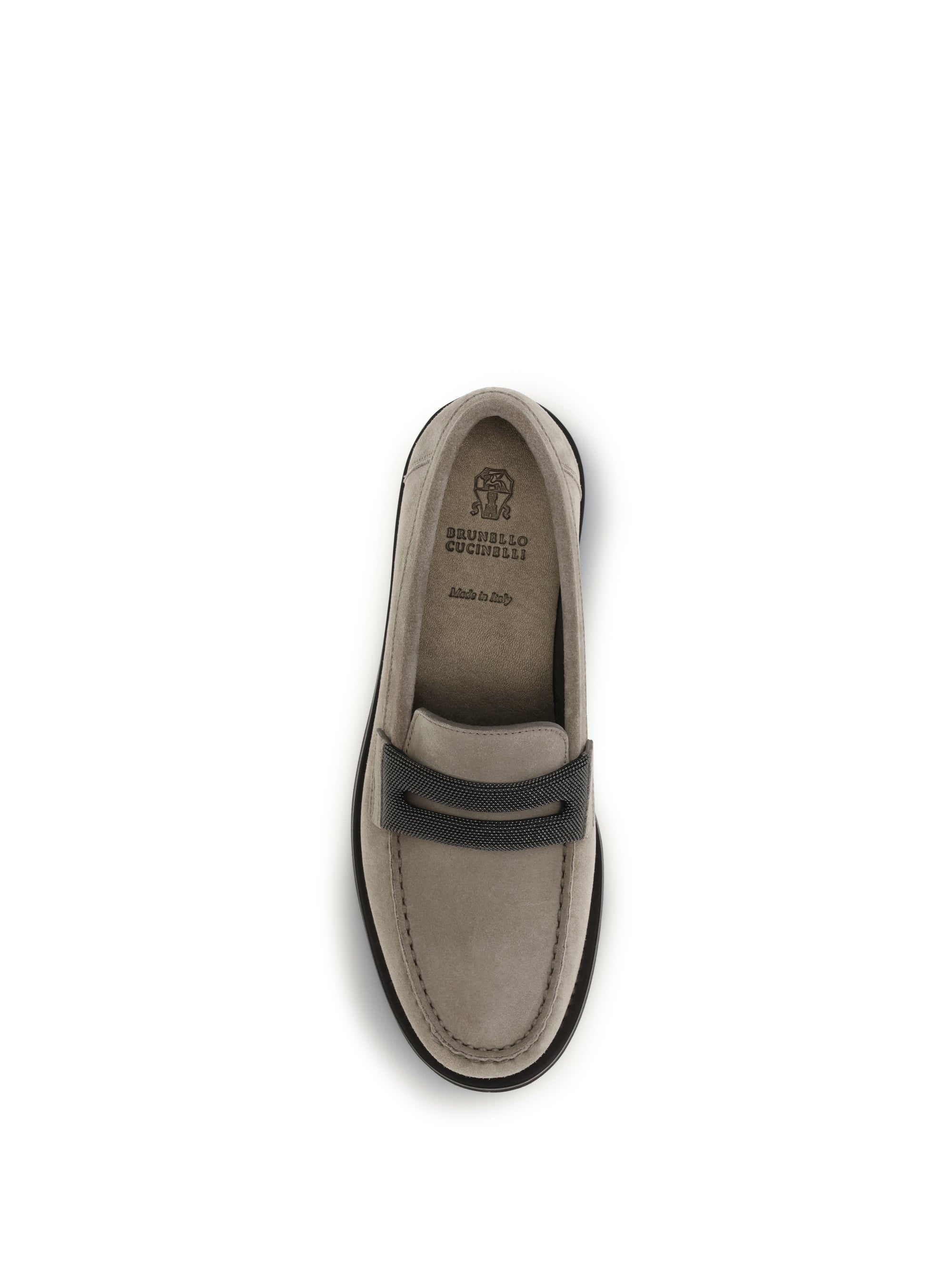 penny loafers in suede with precious clamp