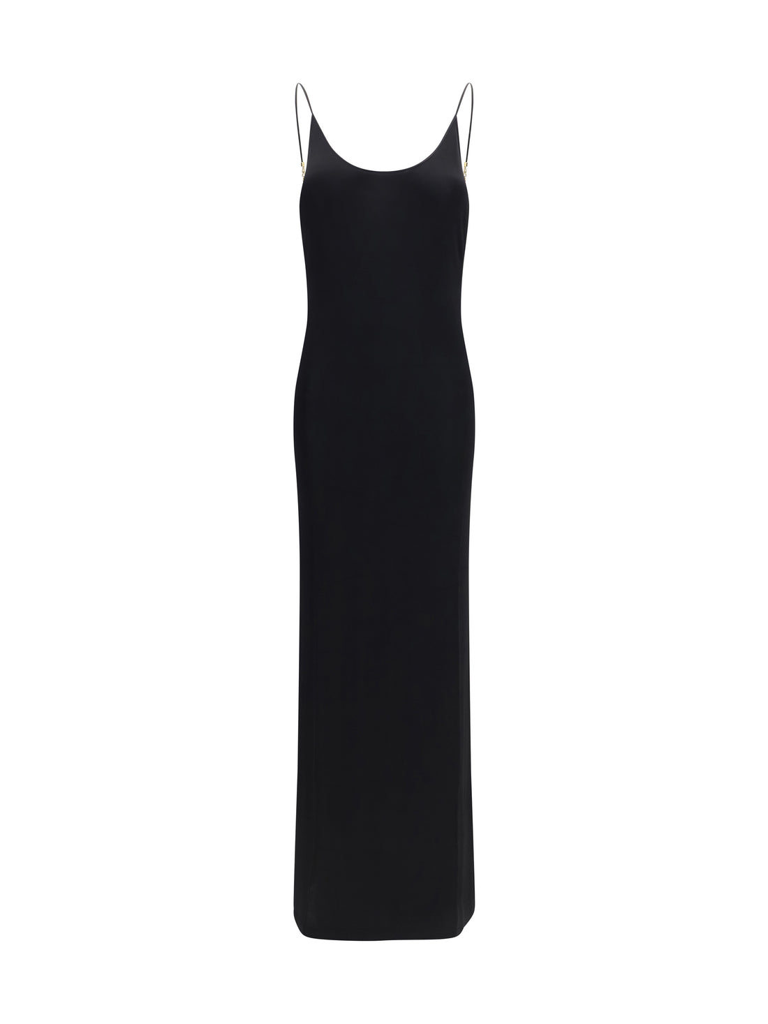 SAINT LAURENT S backless knit dress with cassandre chain