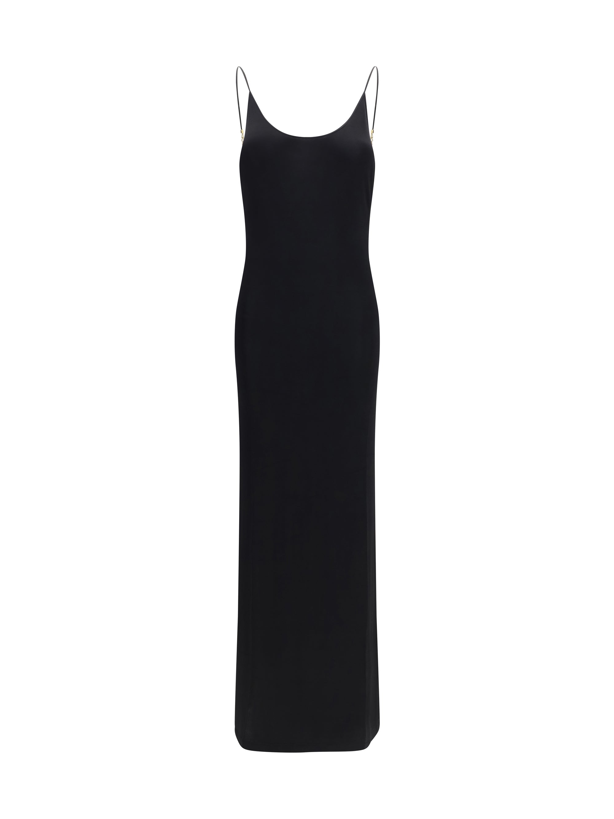 backless knit dress with cassandre chain