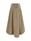 corset-detail and ruched midi skirt