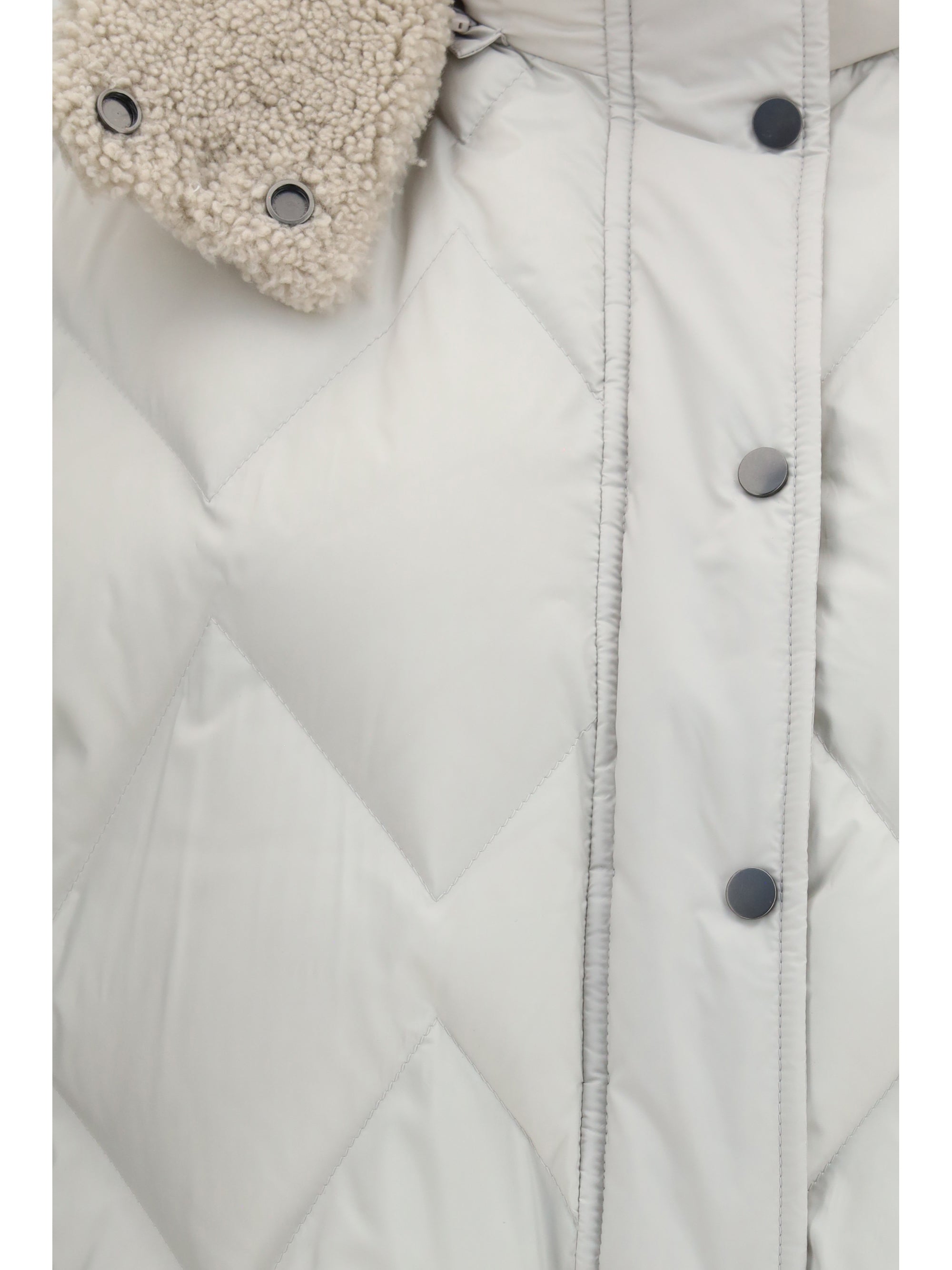 padded vest with shearling hood