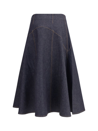 JACQUEMUS 27 denim midi skirt 