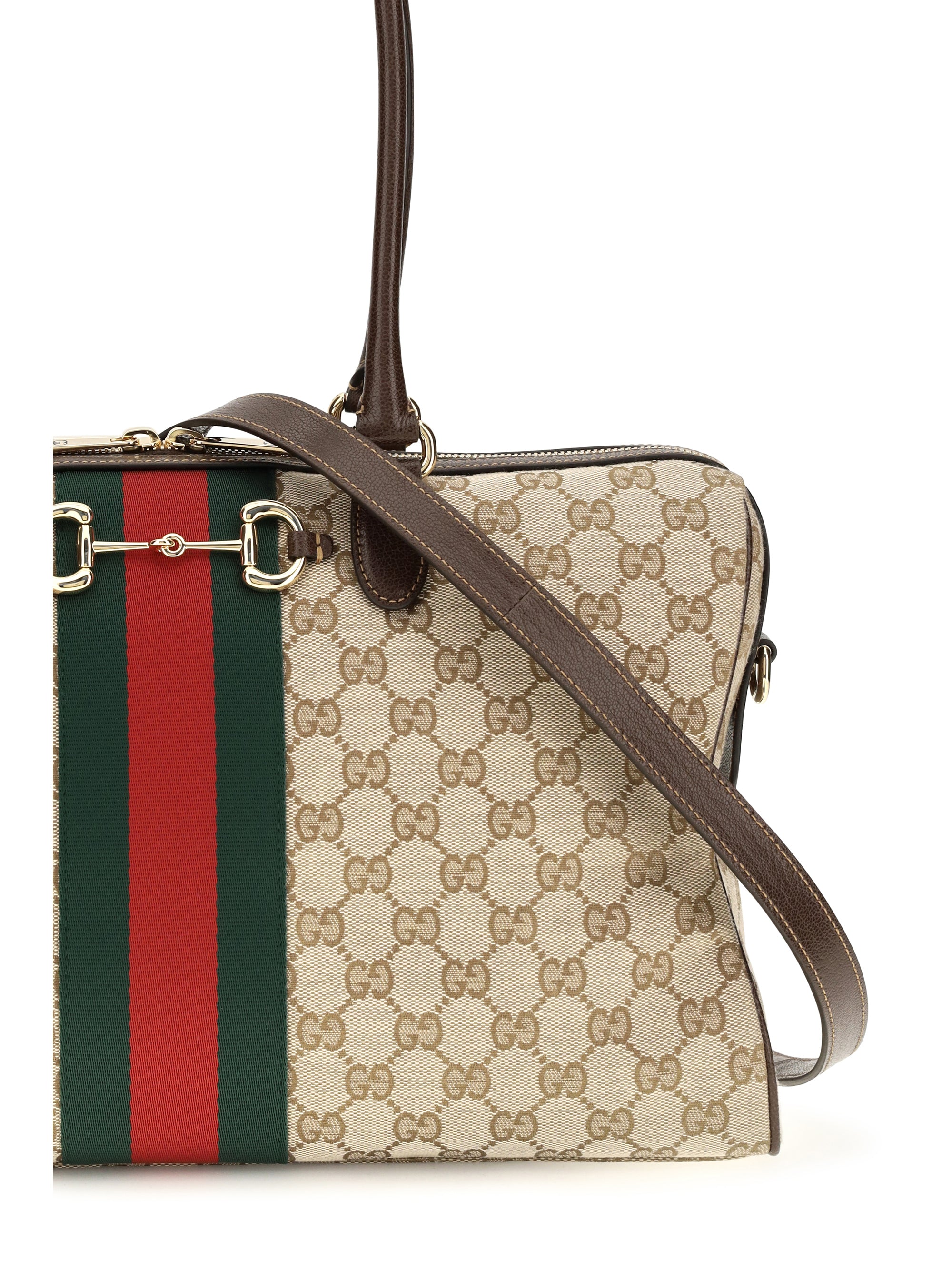 large horsebit web top handle bag