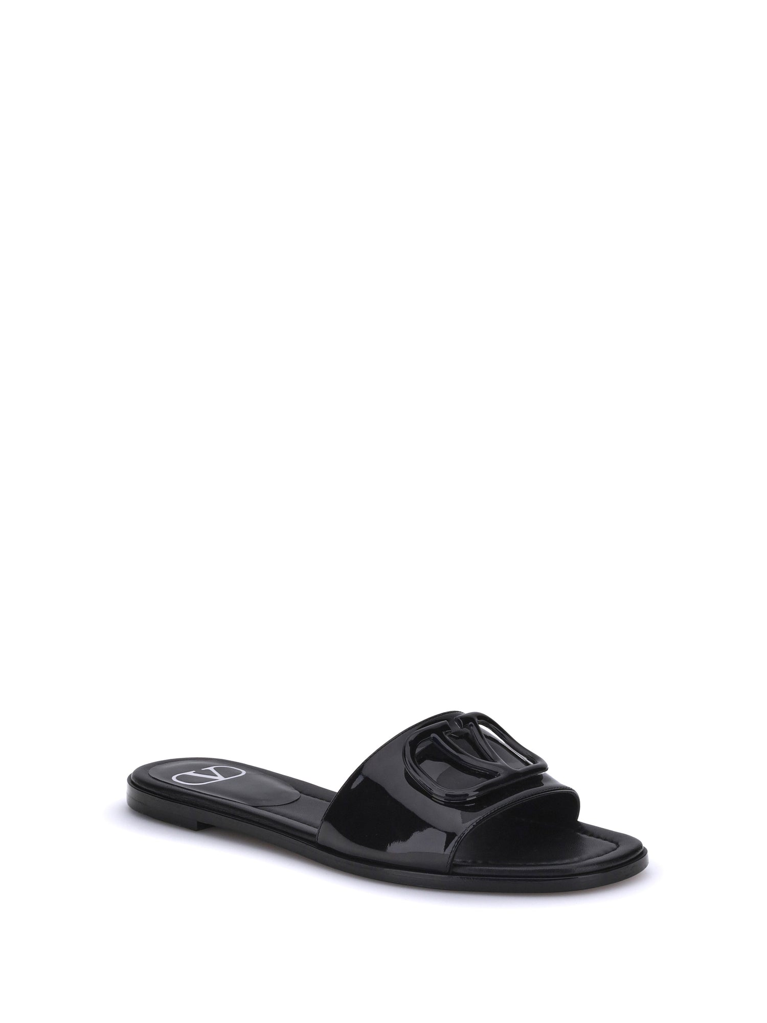 patent leathe vlogo slide sandals