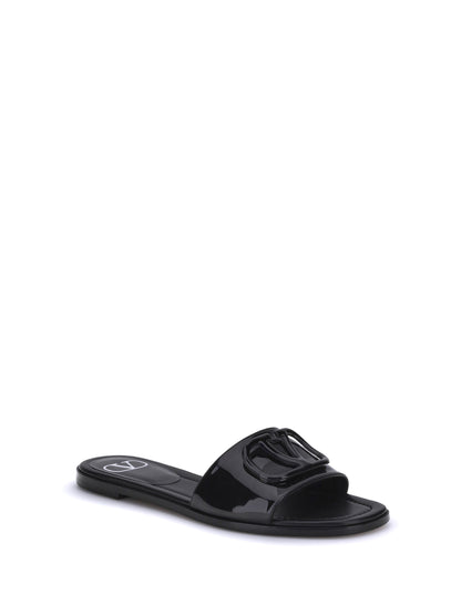 patent leathe vlogo slide sandals