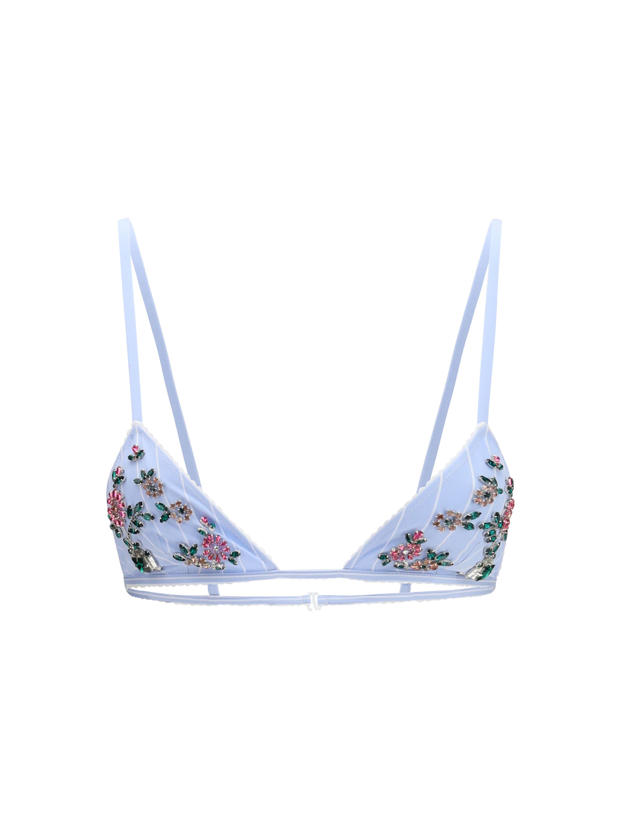 striped poplin embroidered bra