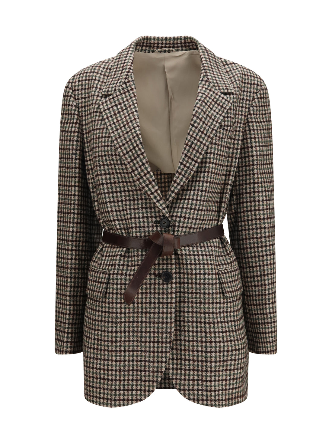 BRUNELLO CUCINELLI 42 single-breasted wool-blend blazer with belt
