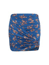 draped floral-print swim mini skirt