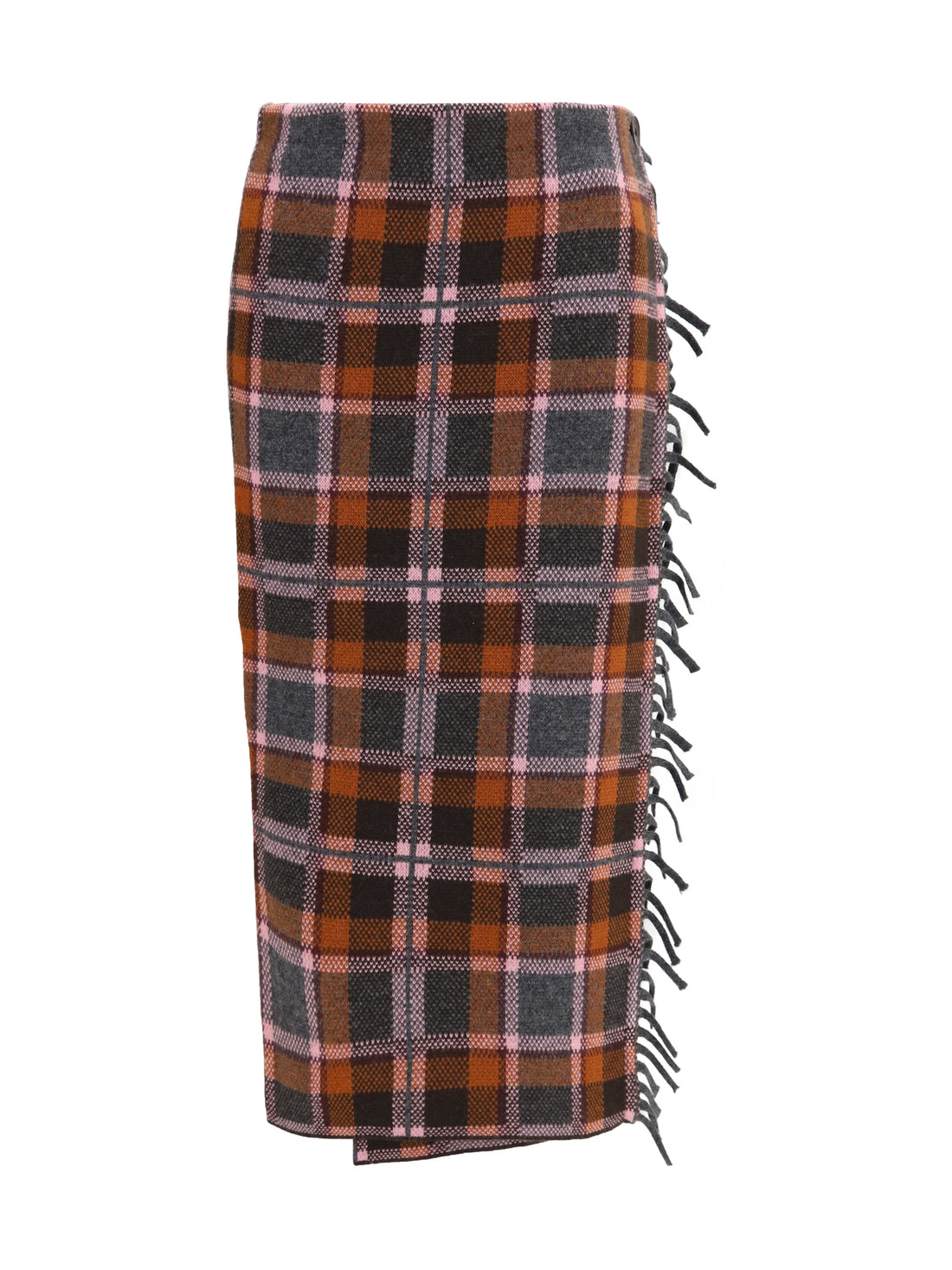 GUEST IN RESIDENCE M tartan fringed wrap skirt