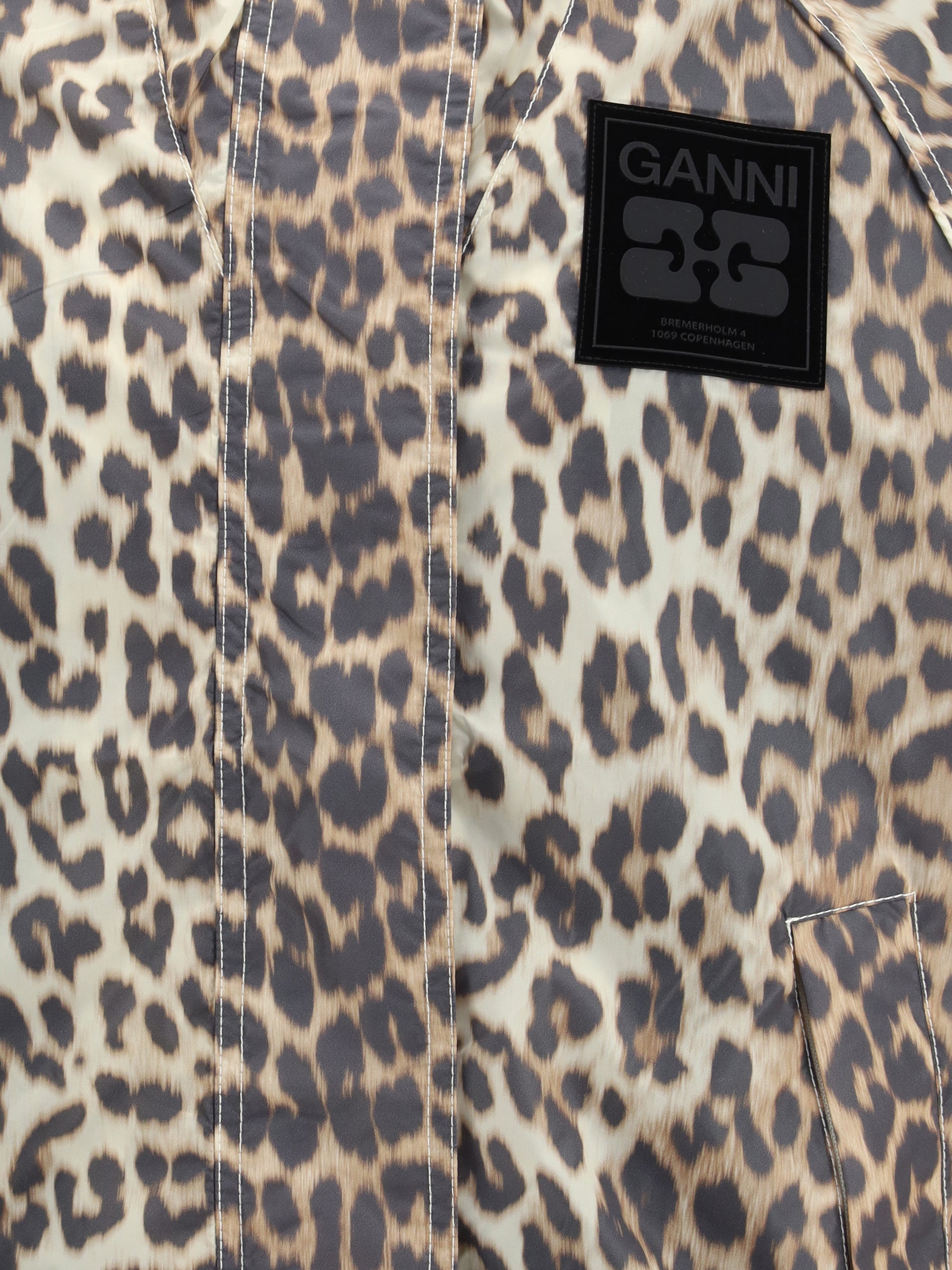 GANNI L-XL leopard raincoat jacket