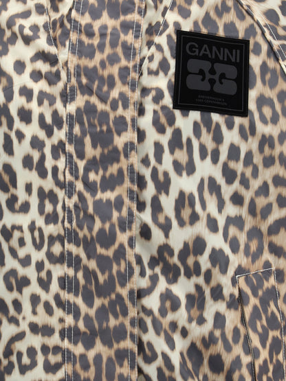 GANNI L-XL leopard raincoat jacket