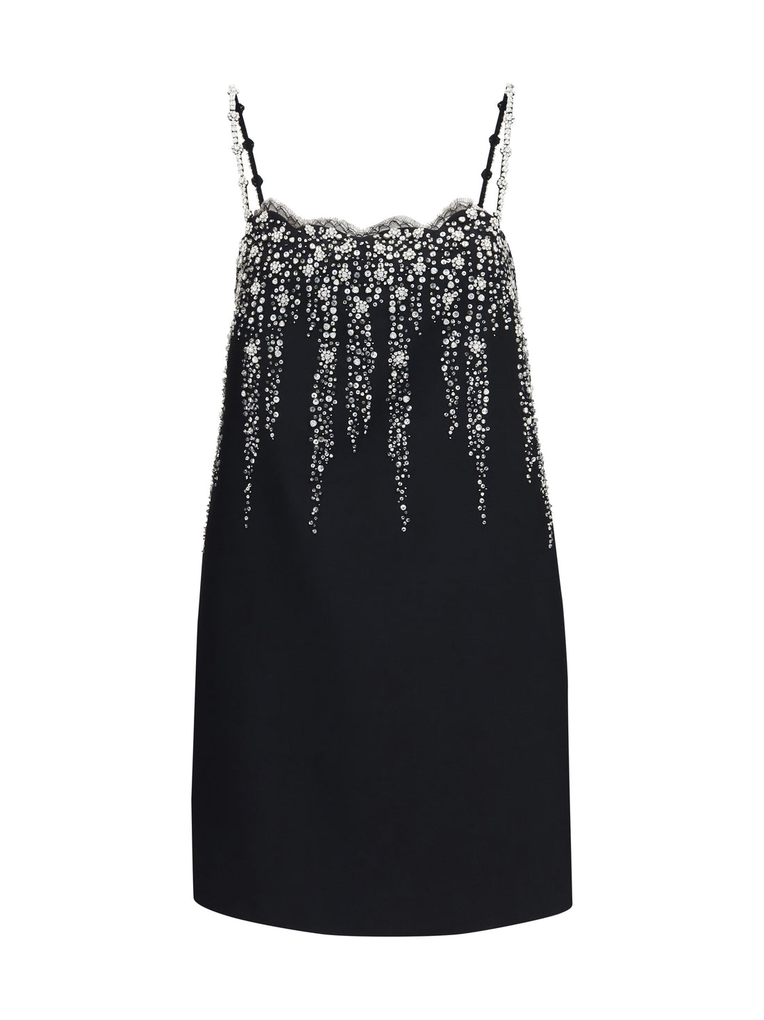 VALENTINO 42 embroidered crepe mini dress with jewel details
