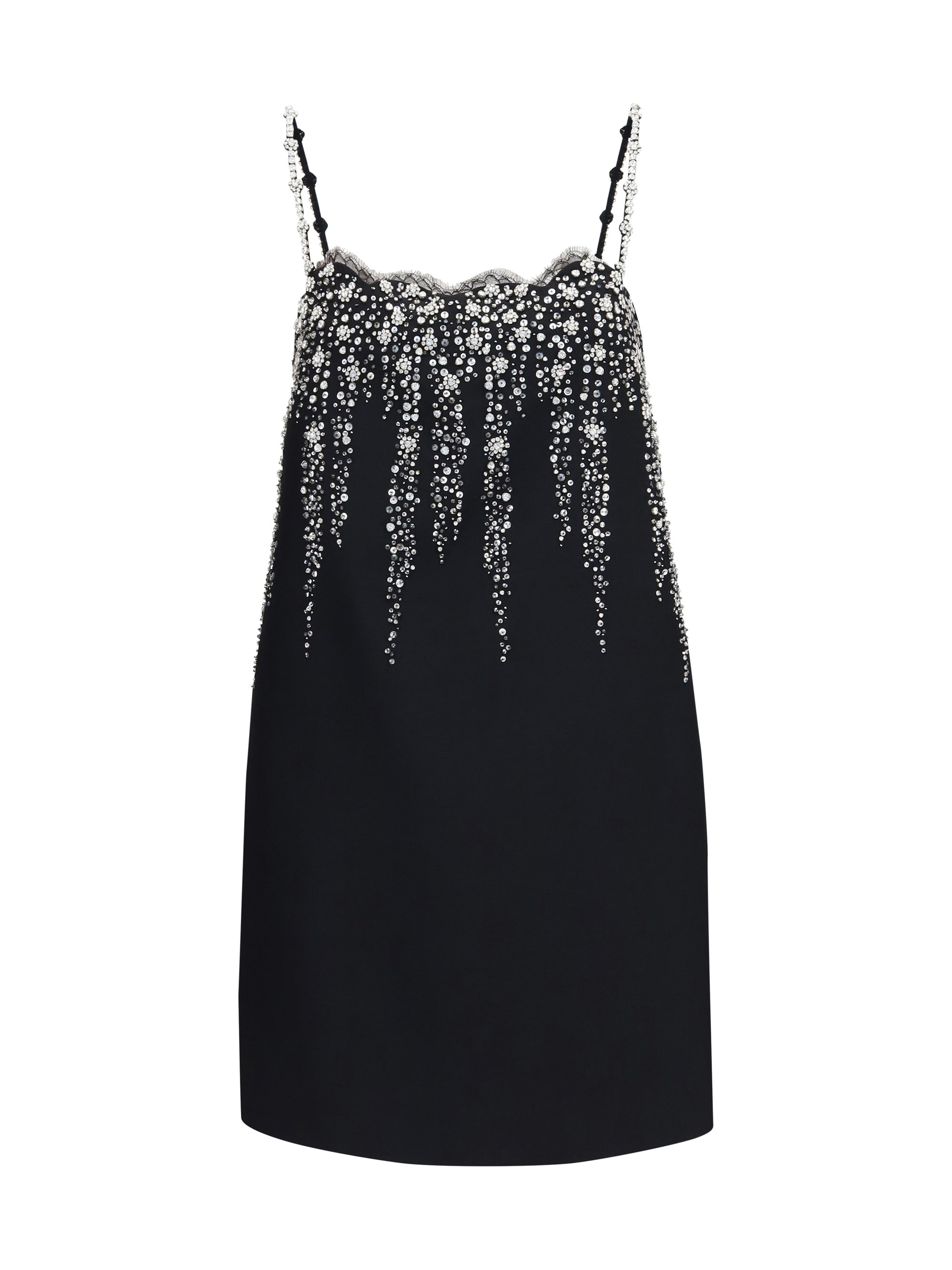 embroidered crepe mini dress with jewel details