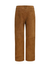 straight-leg corduroy-effect leather pants