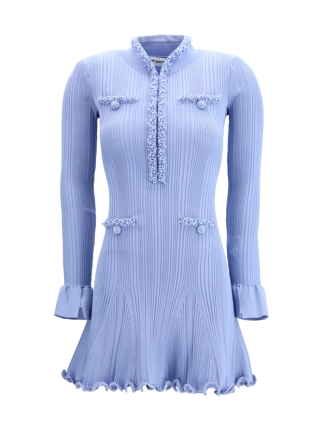 SELF-PORTRAIT L pearl trim knit mini dress