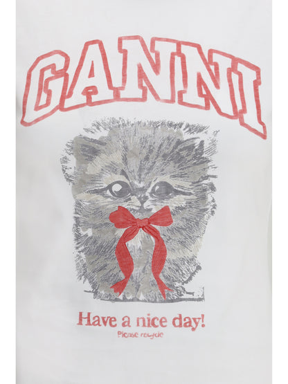 GANNI L cropped kitty t-shirt 