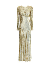 SELF-PORTRAIT 6 gold thread long dress