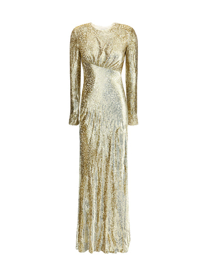 SELF-PORTRAIT 6 gold thread long dress
