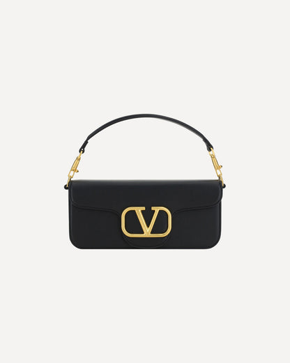 Valentino Garavani The Locò Leather Shoulder Bag Black