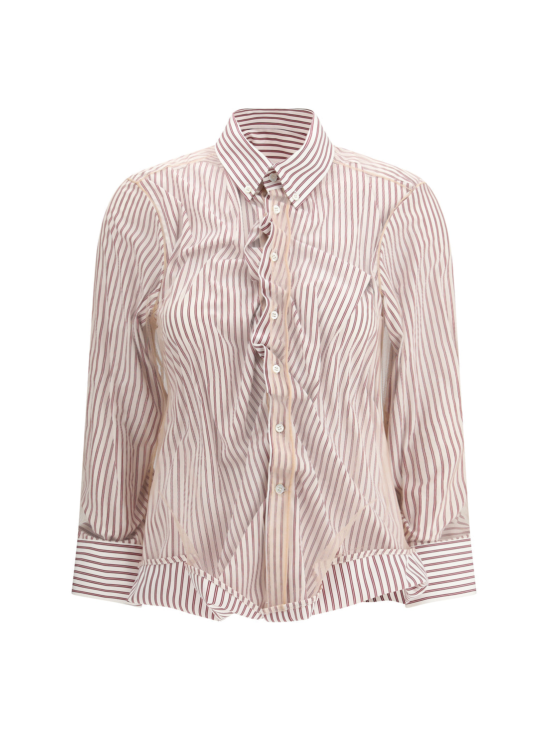 MARGIELA 42 layered tulle striped shirt 