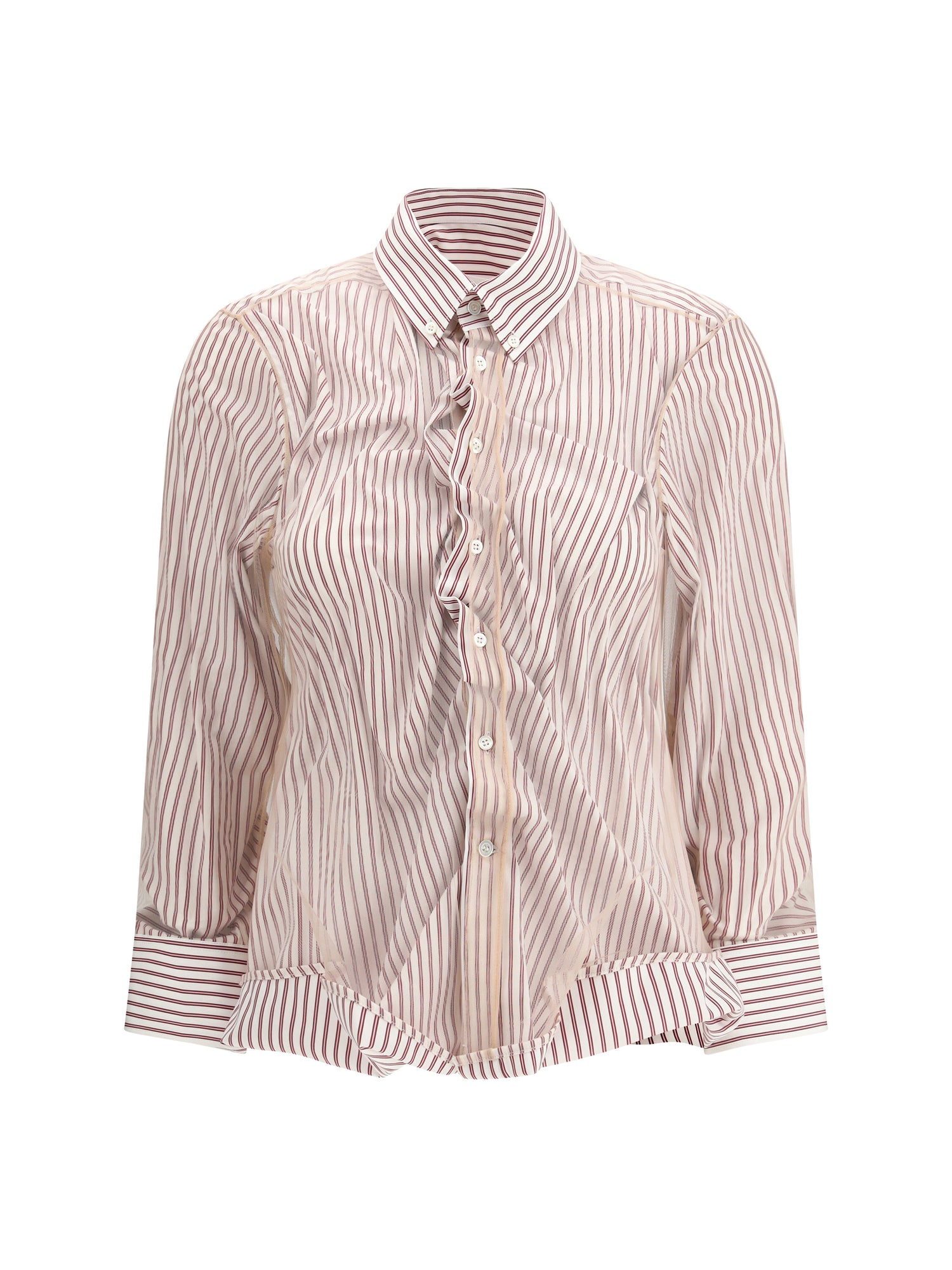MARGIELA 42 layered tulle striped shirt 