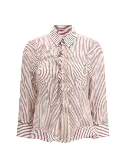 MARGIELA 42 layered tulle striped shirt 