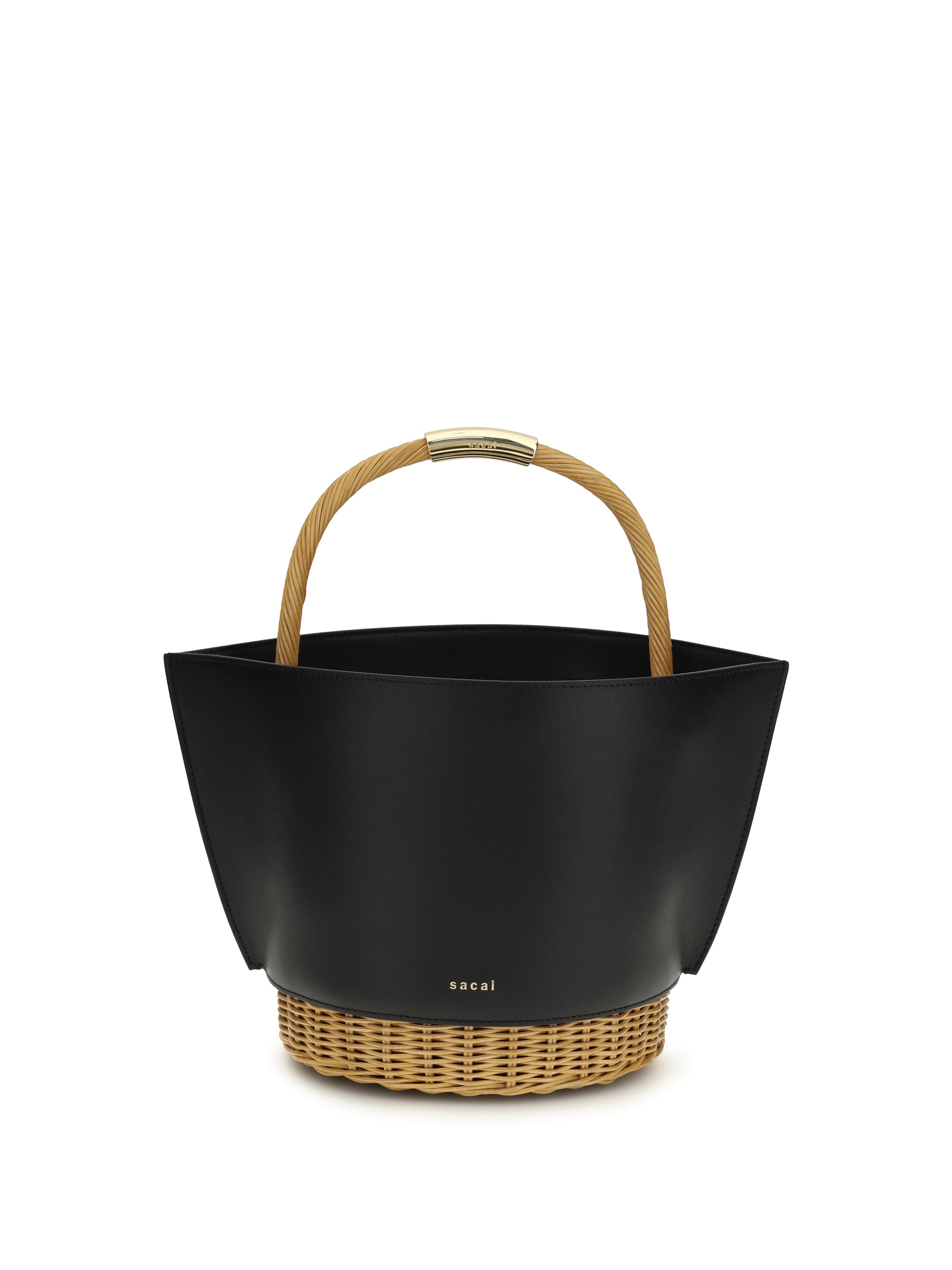 SACAI OS leather and rattan handbag