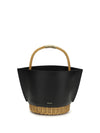 leather and rattan handbag