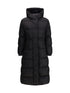 MONCLER 0 the long down jacket with hood and wool trims