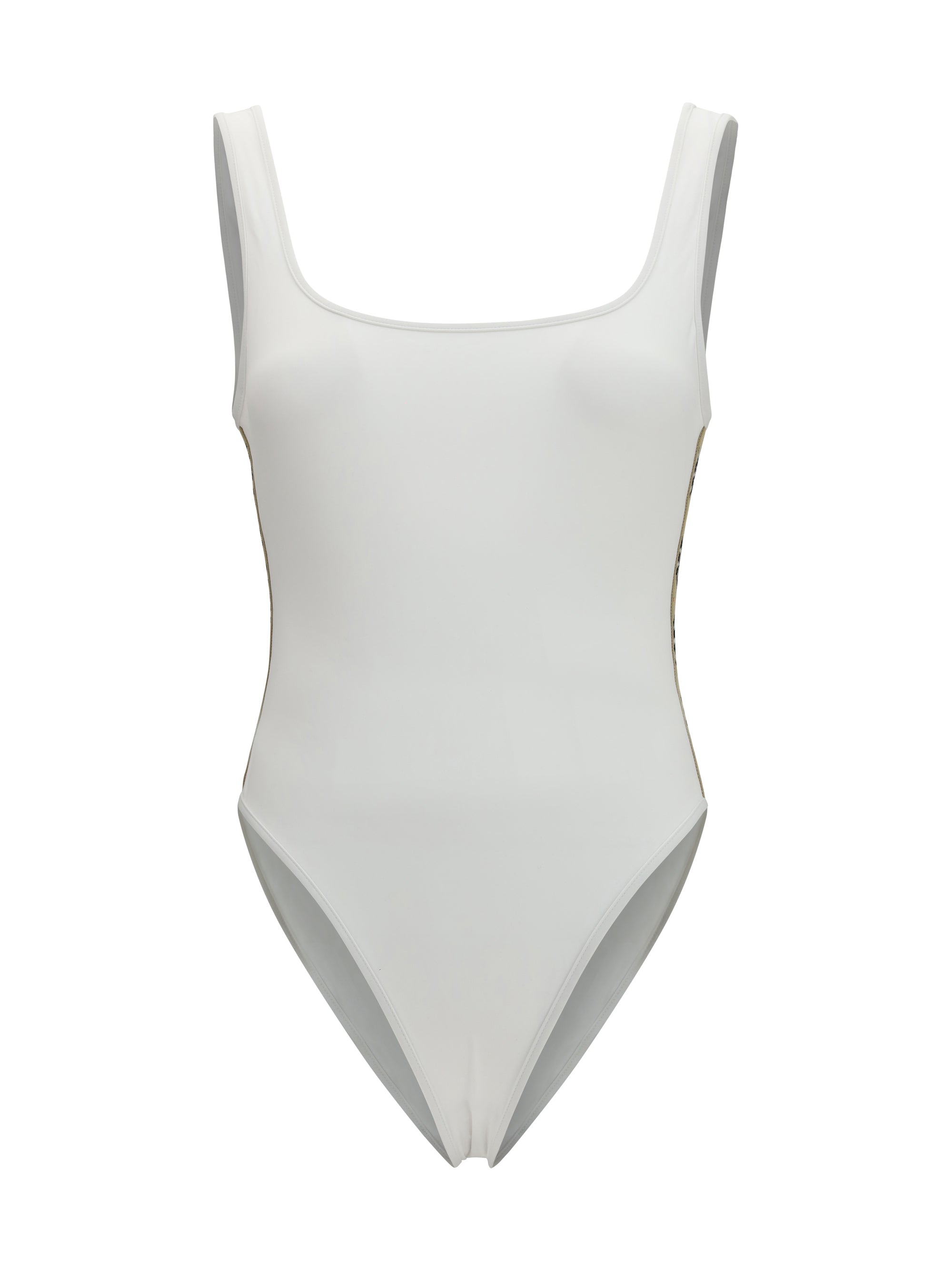 one-piece swimsuit with check trim