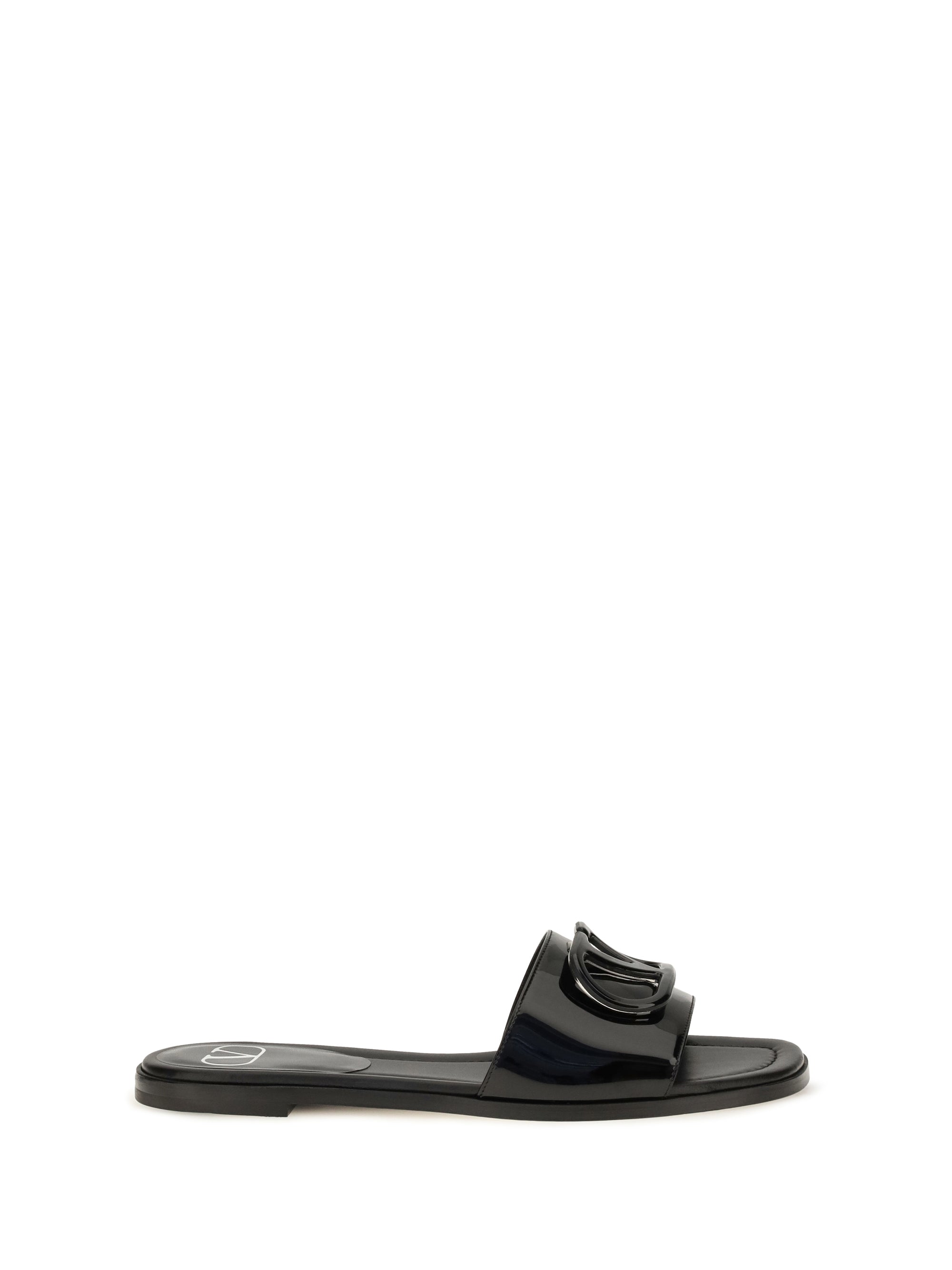 vlogo patent leather slide sandals