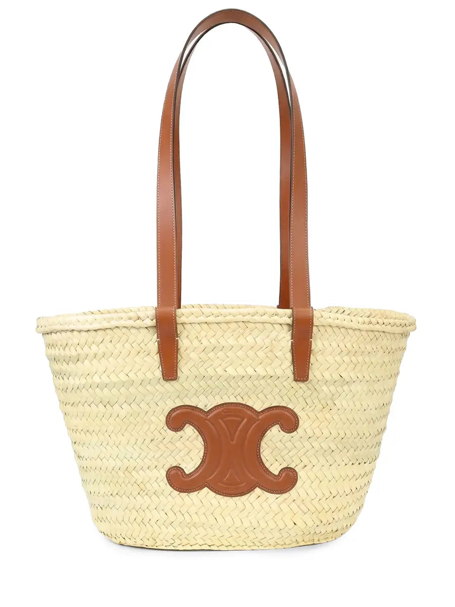 celine-medium-triomphe-panier-raffia-tote-brown