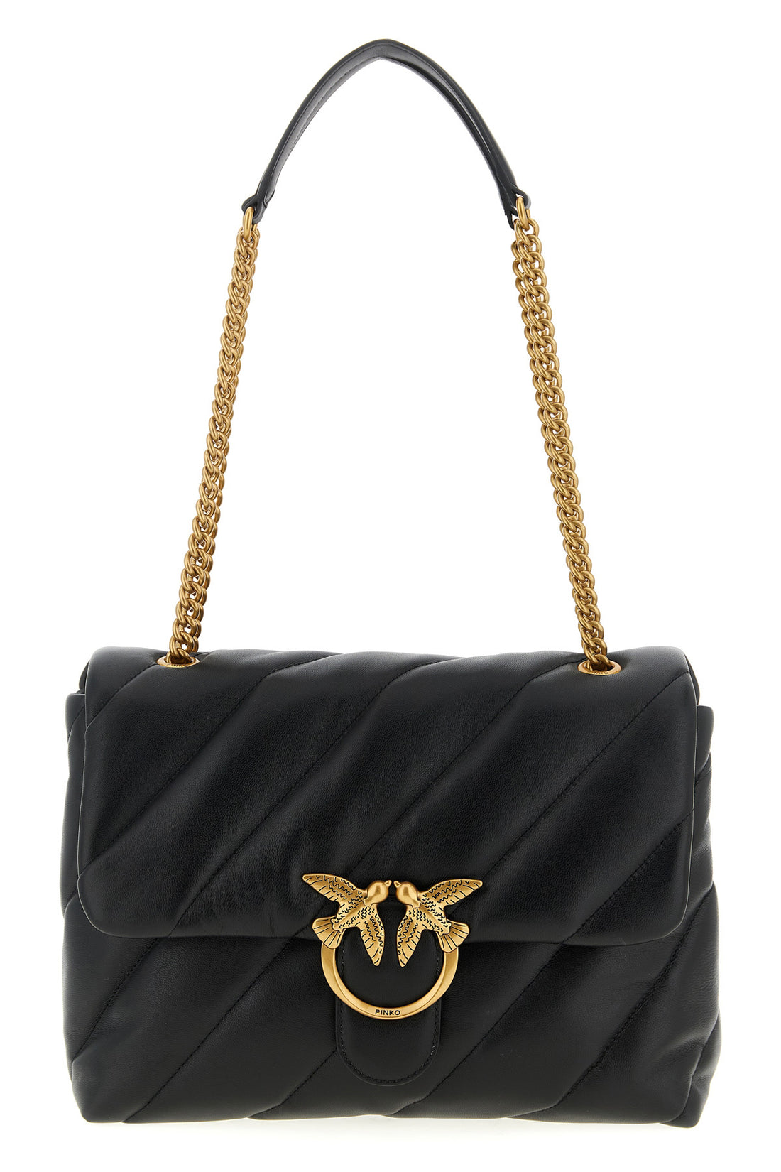 PINKO OS love big puff matelassé leather crossbody bag