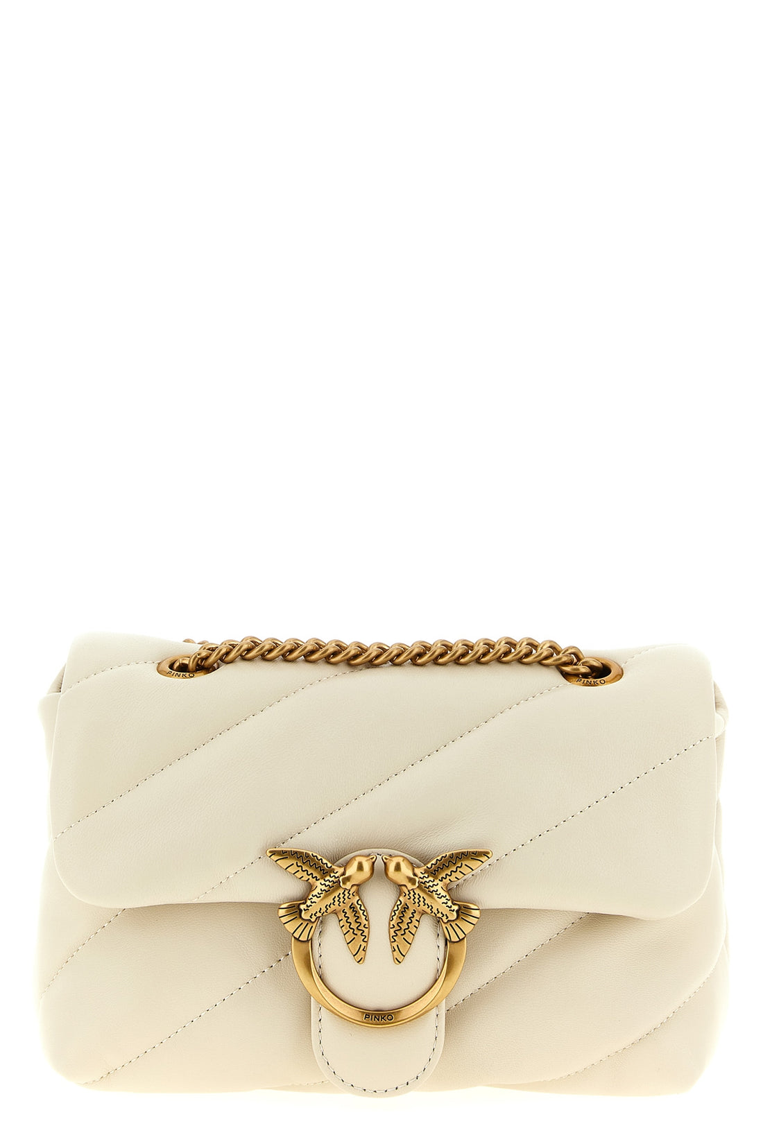 PINKO OS love mini puff quilted leather crossbody bag
