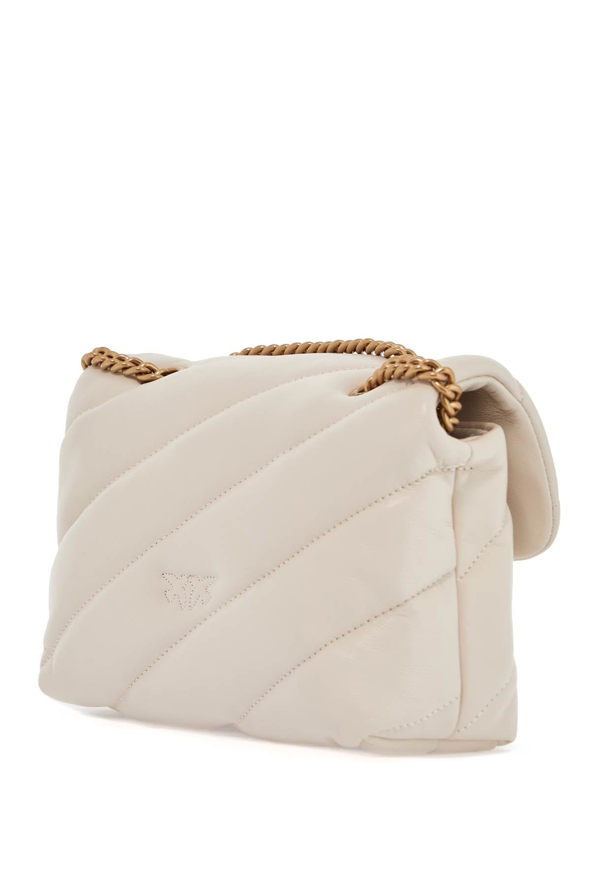 mini love puff quilted bag white silk chain shoulder