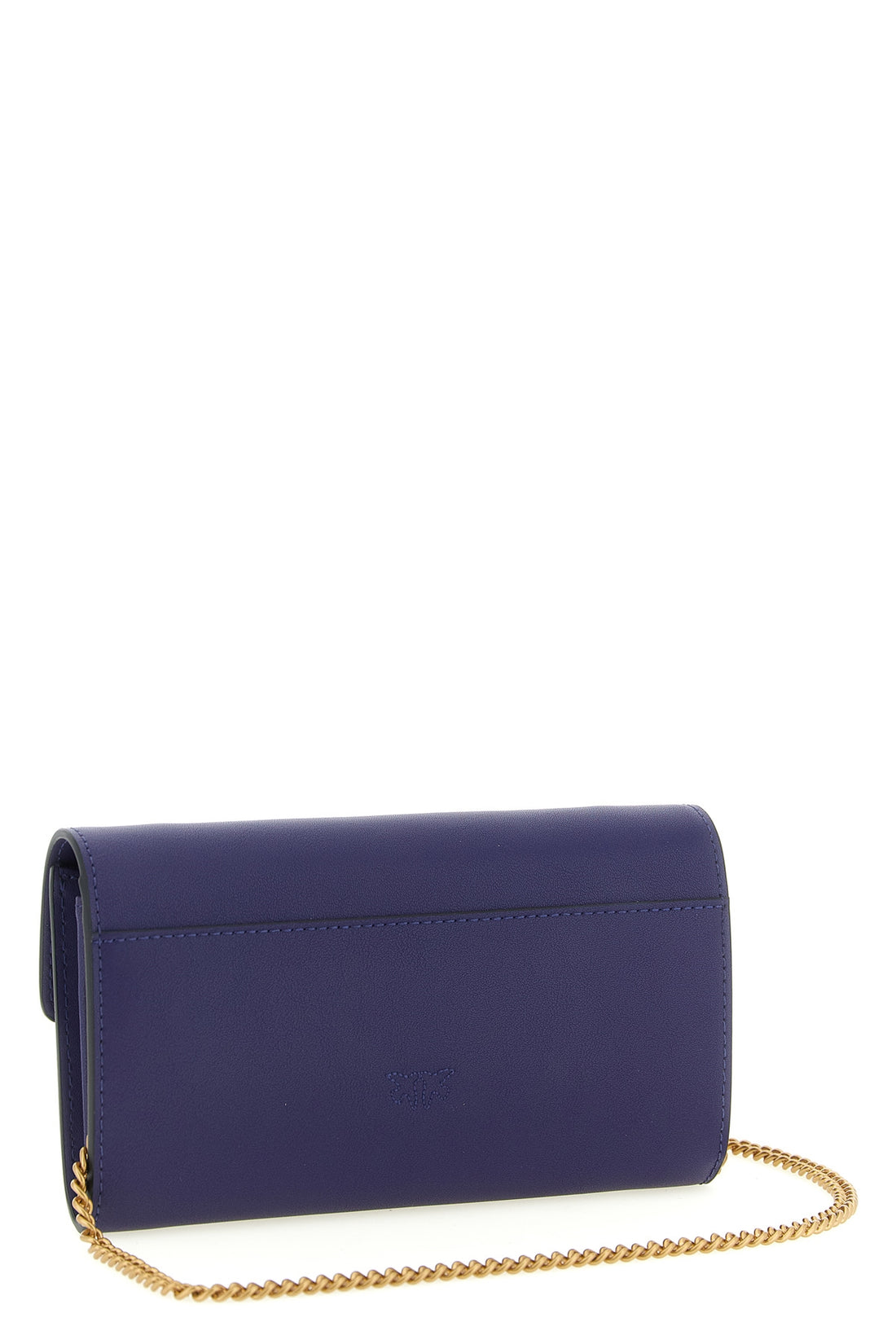 PINKO OS love simply silk leather wallet on chain