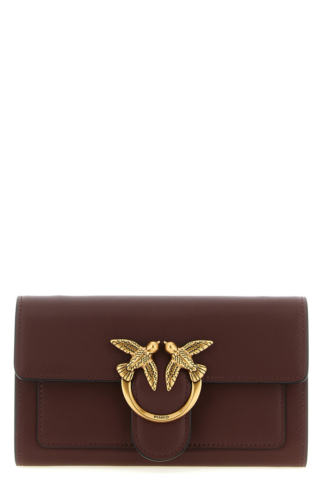 PINKO OS love simply wallet on chain in silk-touch leather