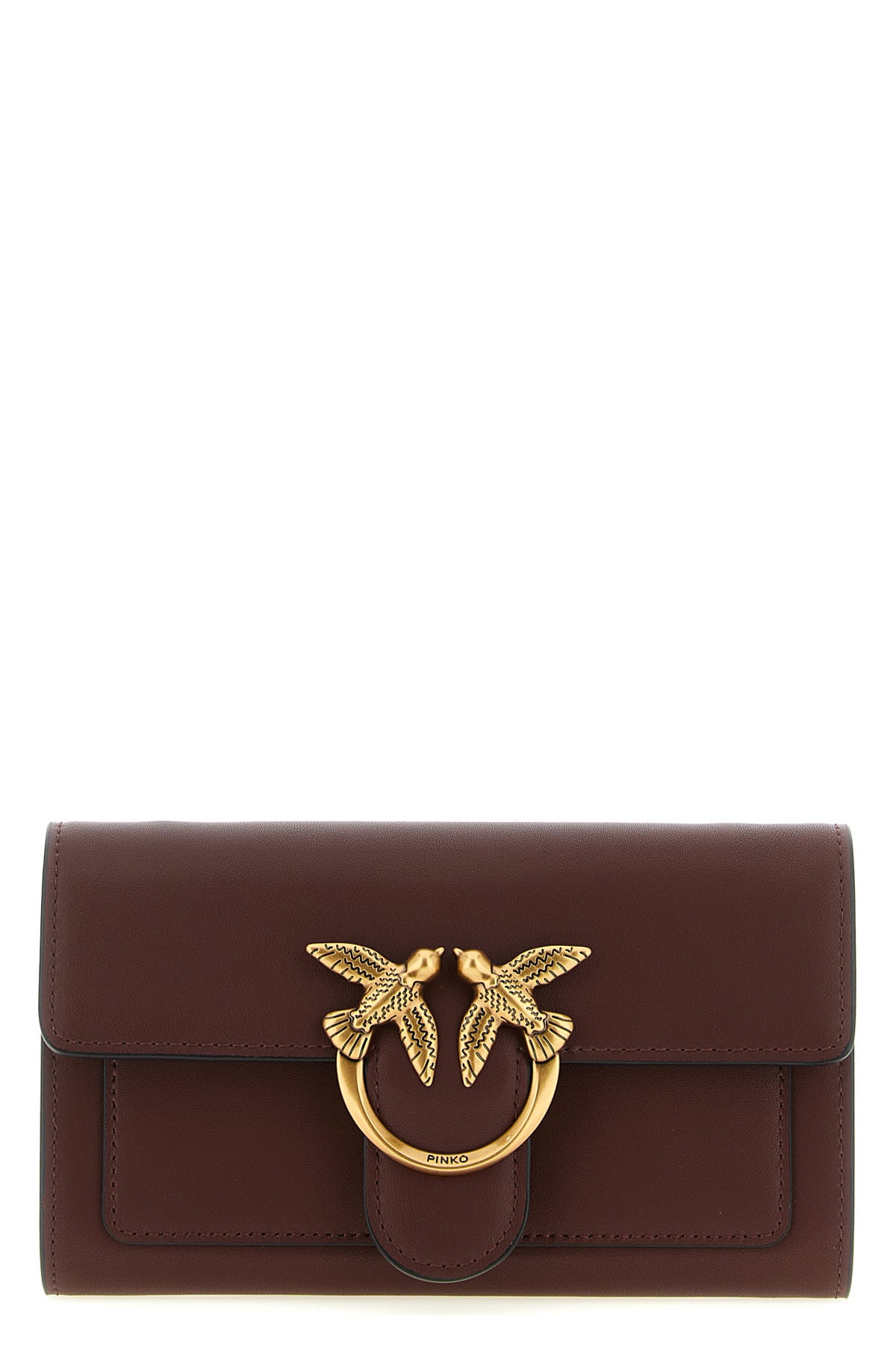 love simply wallet on chain in silk-touch leather