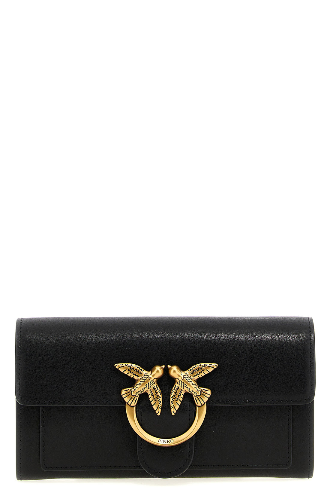 PINKO OS love simply wallet on chain in silk-touch leather