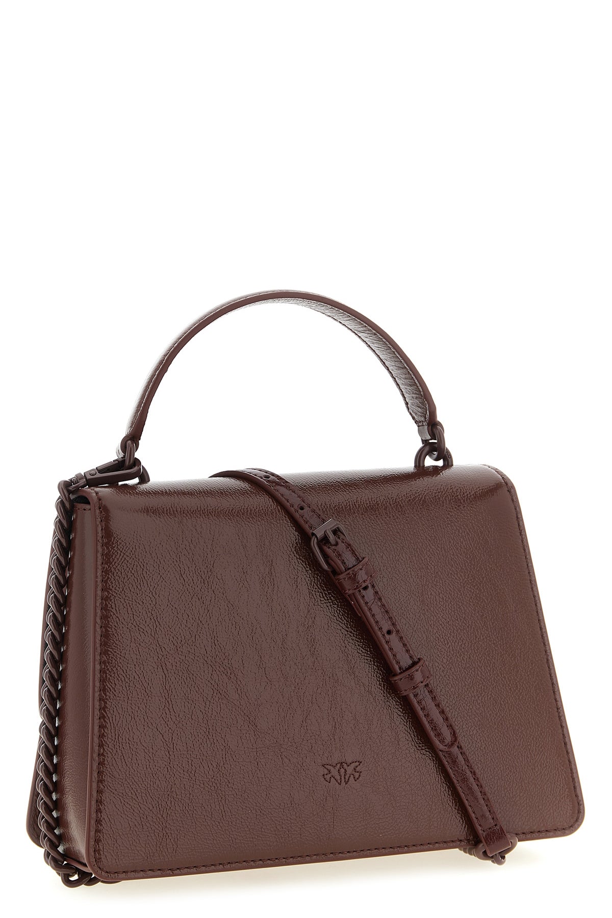 love one classic light vintage shiny leather handbag