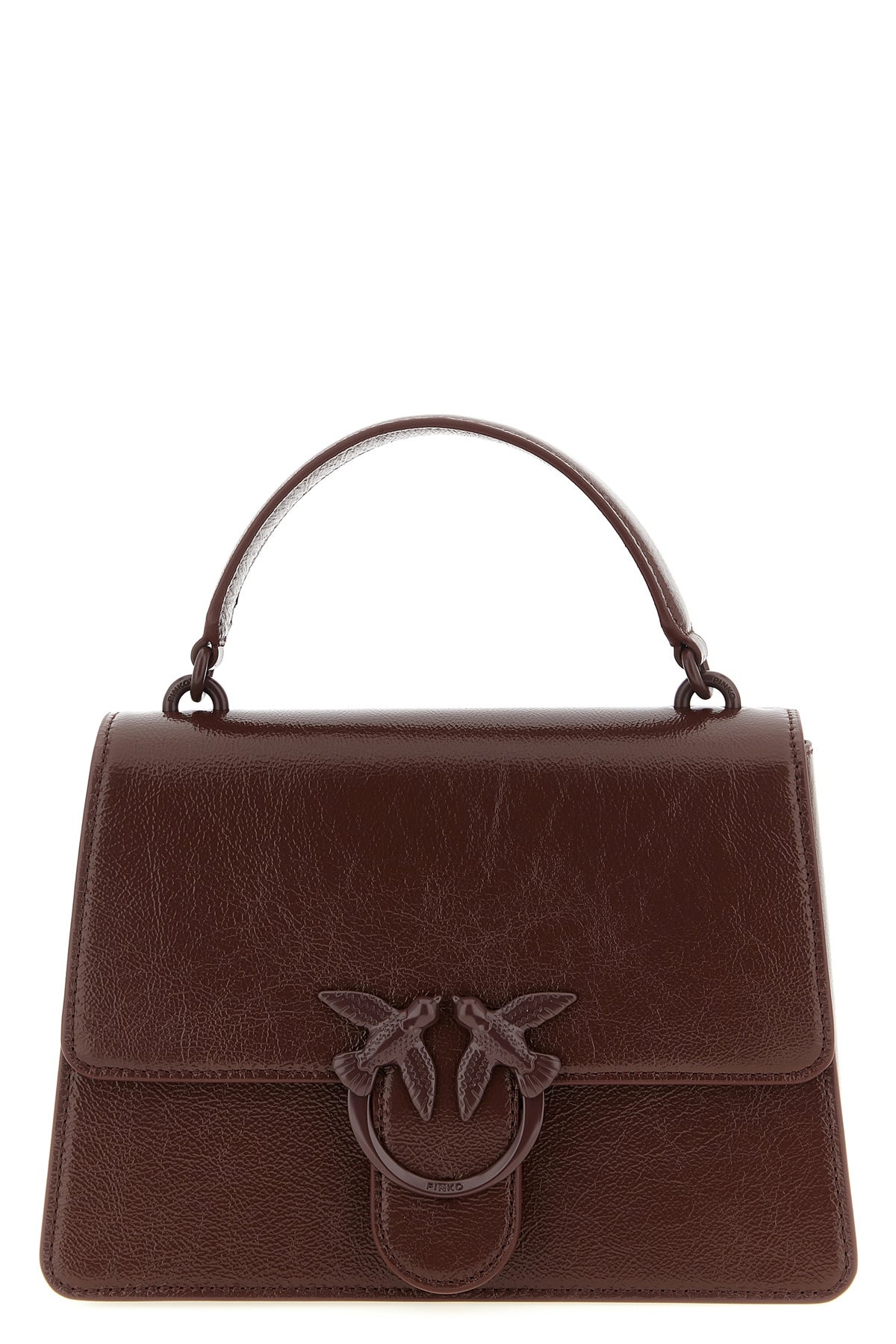 love one classic light vintage shiny leather handbag