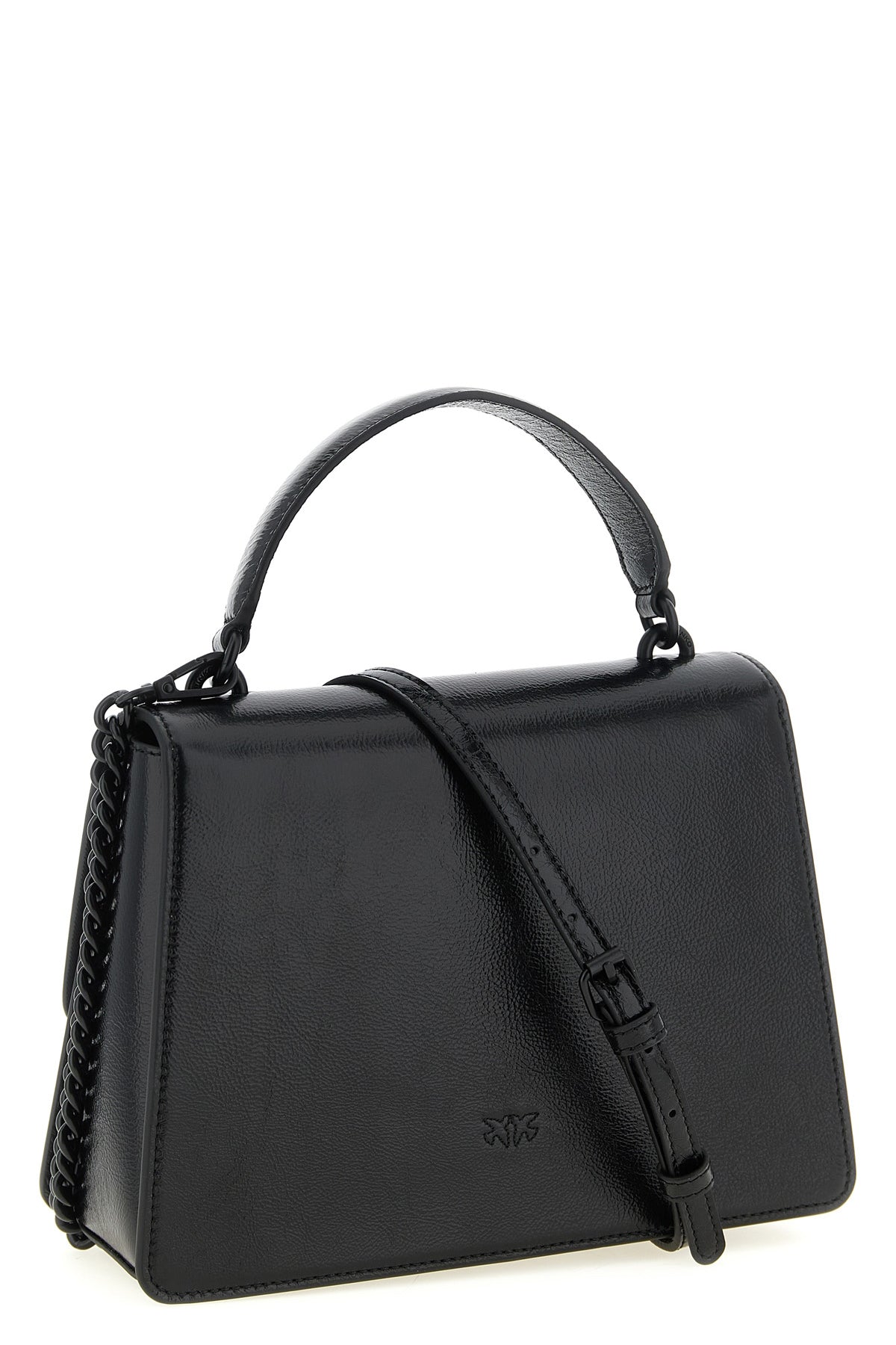 love one classic light vintage shiny leather handbag