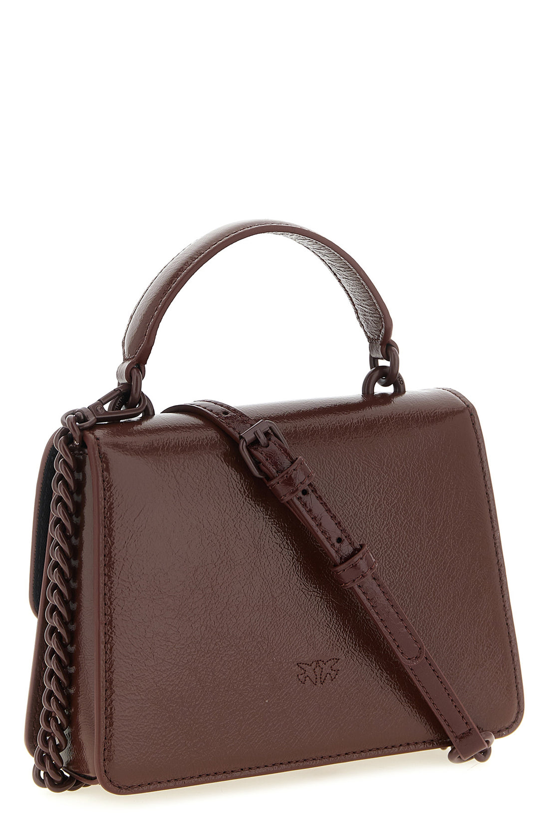 PINKO OS mini love one light vintage shiny leather handbag